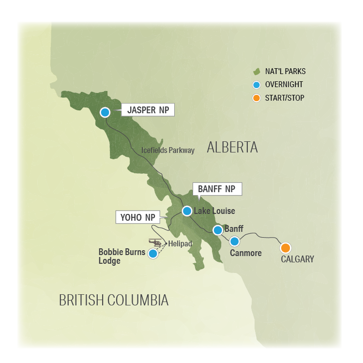 Canadian Rockies Heli-Hiking Adventure - Trip Map