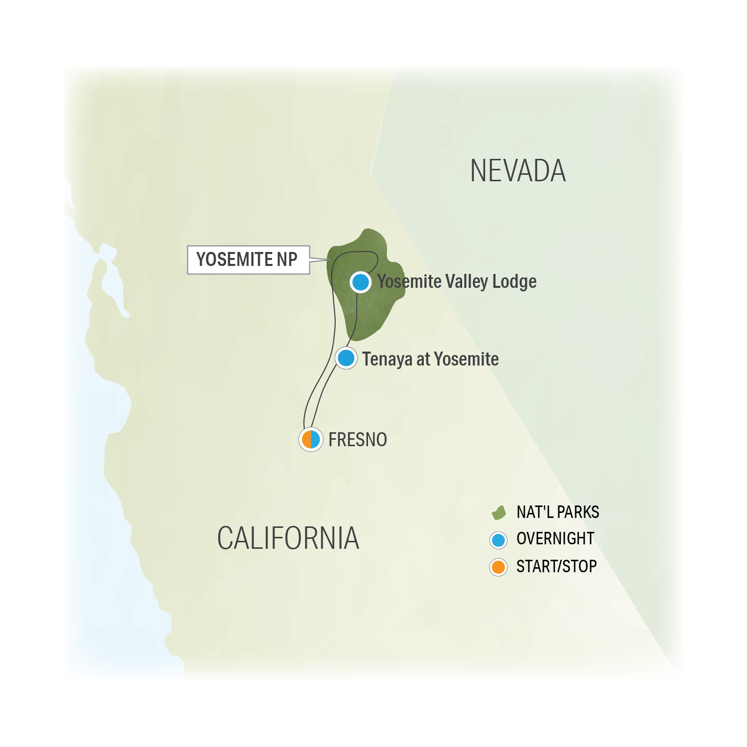 Seasons of Yosemite - Trip Map