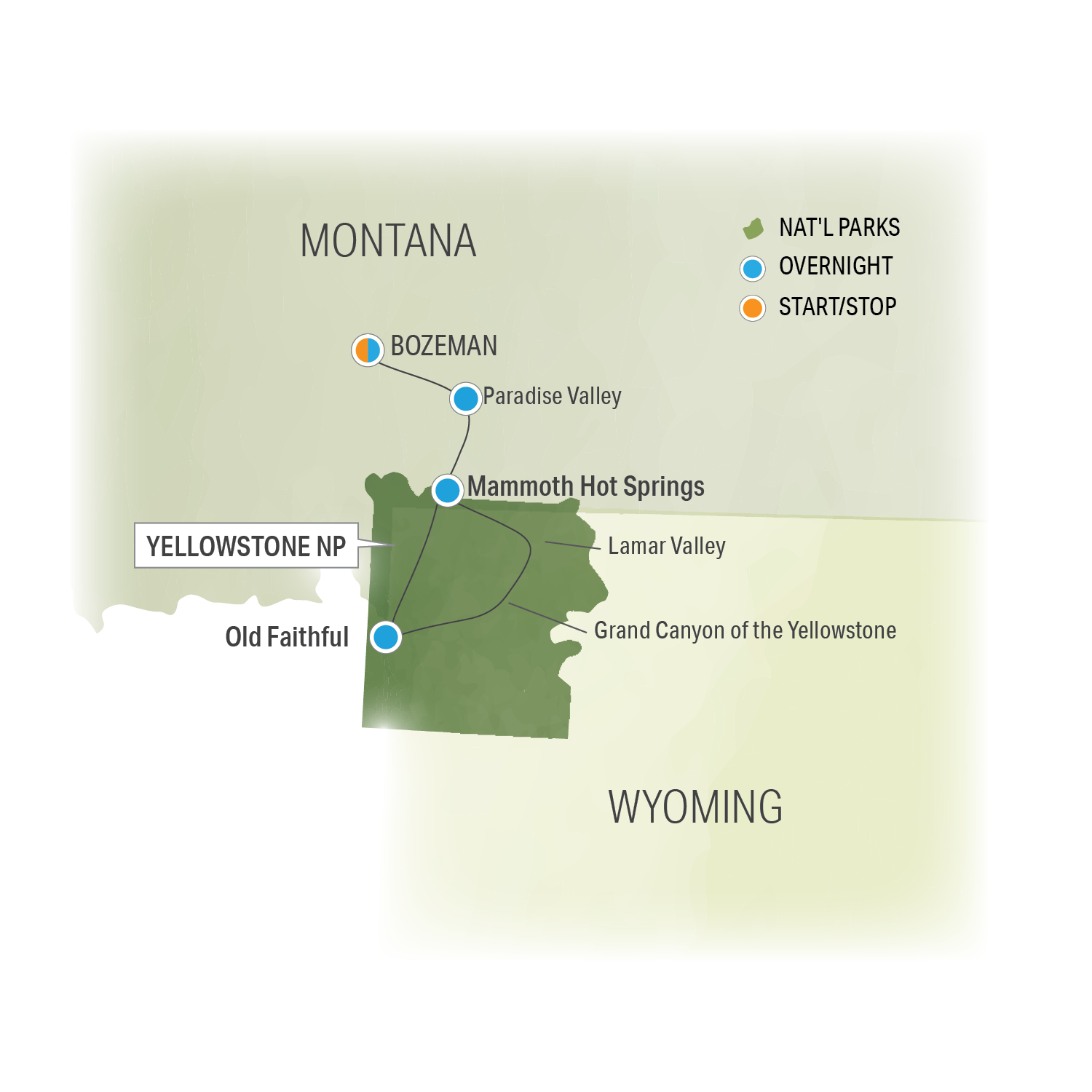Yellowstone's Winter Magic - Trip Map